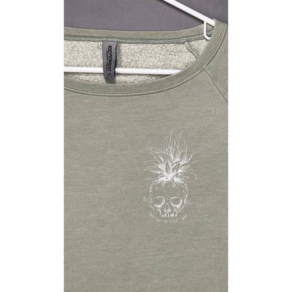 Independent Trading Compang Cropped Sweater Sage XS Skull Boho Fairycore Pastel - Picture 6 of 7